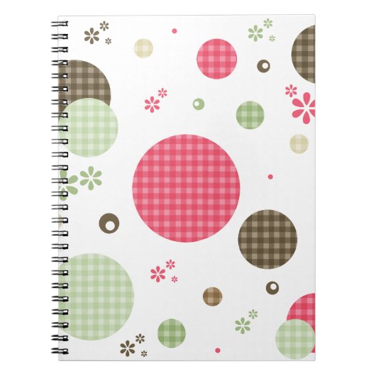 Retro Gingham Polka Dots and Daisies Notizblock (Vorderseite)