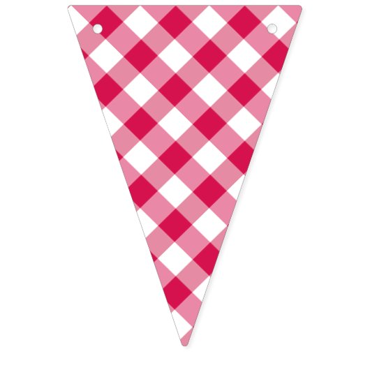 Retro Gingham Raspberry  Wimpelkette (Zweite Fahne)