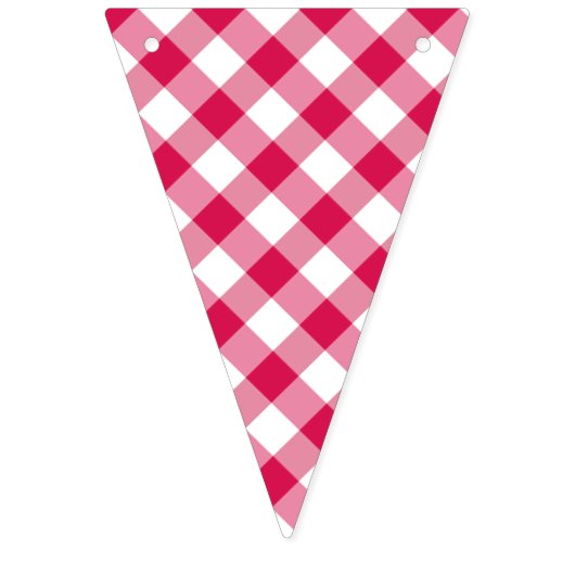 Retro Gingham Raspberry  Wimpelkette (Erste Fahne)