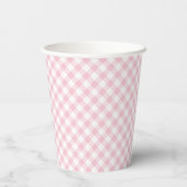 Retro-Gingham Rosa Pappbecher (Rückseite)