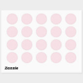 Retro-Gingham Rosa Runder Aufkleber (Blatt)