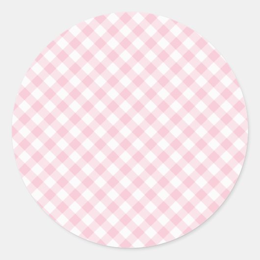 Retro-Gingham Rosa Runder Aufkleber (Vorderseite)