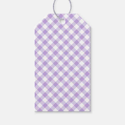 Retro-Gingham Soft Lavendel Geschenkanhänger (Vorderseite)
