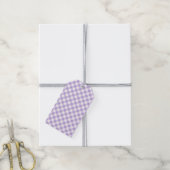 Retro-Gingham Soft Lavendel Geschenkanhänger (Mit Garn)