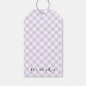 Retro-Gingham Soft Lavendel Geschenkanhänger (Rückseite)