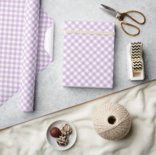 Retro Gingham Soft Lavendel Geschenkpapier