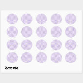 Retro-Gingham Soft Lavendel Runder Aufkleber (Blatt)