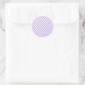 Retro-Gingham Soft Lavendel Runder Aufkleber (Tasche)