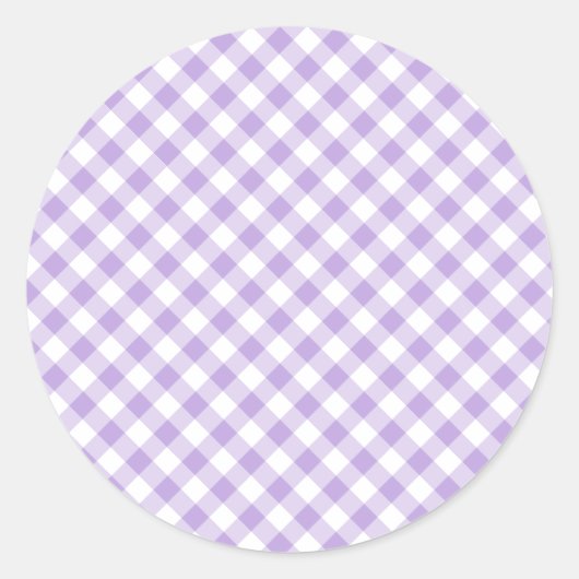 Retro-Gingham Soft Lavendel Runder Aufkleber (Vorderseite)