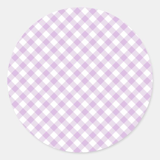 Retro Gingham Soft Lila Runder Aufkleber (Vorderseite)