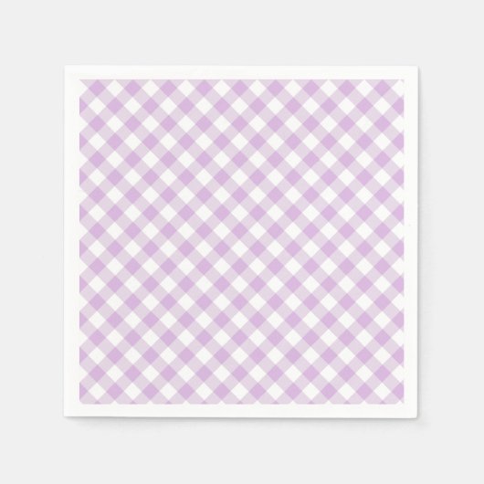 Retro Gingham Soft Lila Serviette (Vorderseite)