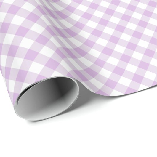 Retro Gingham Soft Lilac Geschenkpapier (Rolleneckpunkt)