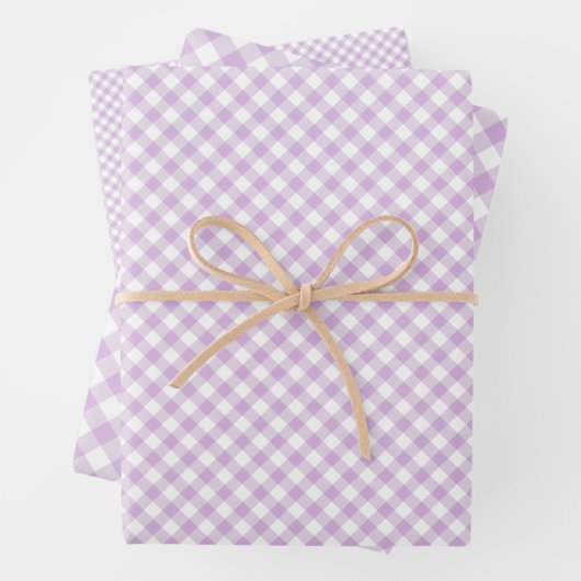 Retro Gingham Soft Lilac Geschenkpapier Set (Beispiel)
