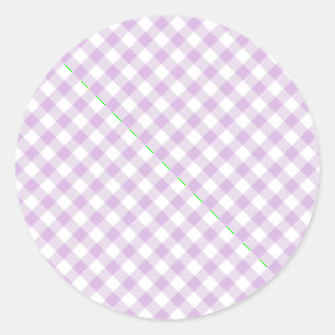 Retro-Gingham Softlila Runder Aufkleber