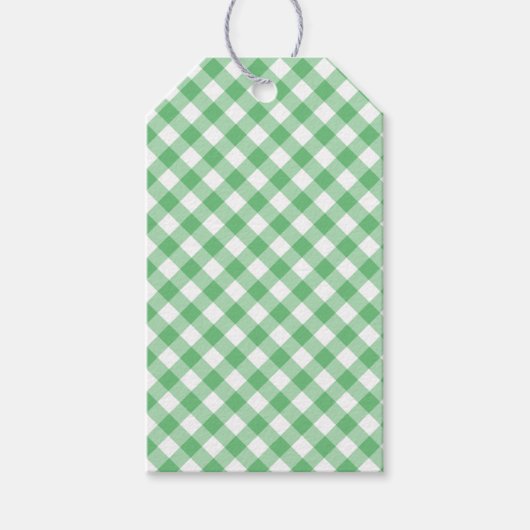 Retro-Gingham Sommergrün Geschenkanhänger (Vorderseite)