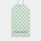 Retro-Gingham Sommergrün Geschenkanhänger (Rückseite)