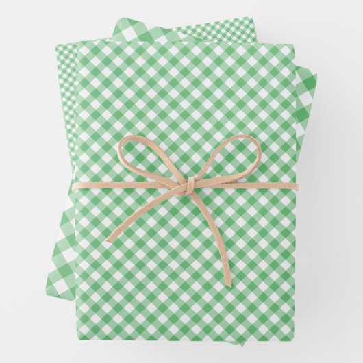 Retro-Gingham Sommergrün Geschenkpapier Set (Beispiel)