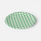 Retro-Gingham Sommergrün Pappteller (Schrägansicht)