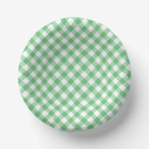 Retro-Gingham Sommergrün Pappteller