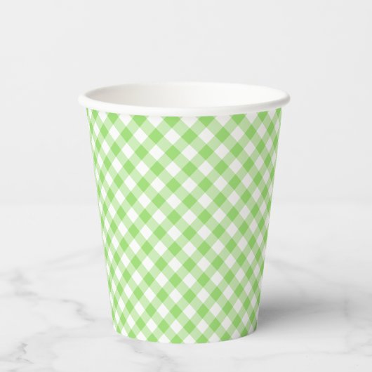 Retro Gingham Spring Green Pappbecher (Vorderseite)