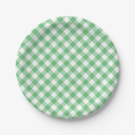 Retro Gingham Summer Green Pappteller (Vorderseite)