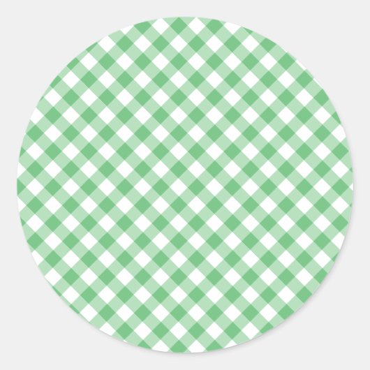 Retro Gingham Summer Green Runder Aufkleber (Vorderseite)