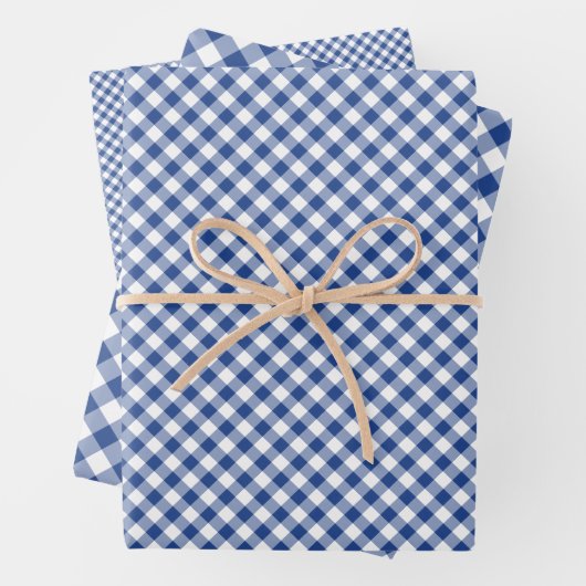 Retro Gingham True Blue Geschenkpapier Set (Beispiel)
