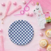 Retro Gingham True Blue Pappteller (Party)