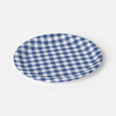 Retro Gingham True Blue Pappteller (Schrägansicht)