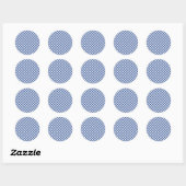 Retro-Gingham True Blue Runder Aufkleber (Blatt)