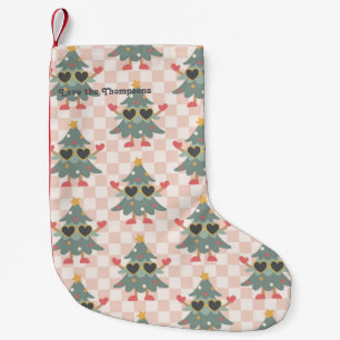 Retro-Gingham-Weihnachtsbaum personalisiert Kleiner Weihnachtsstrumpf