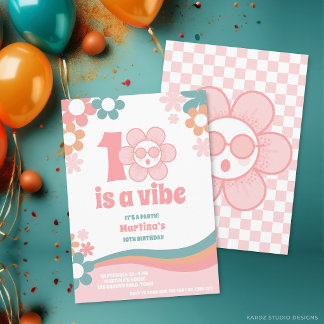 Retro Girl 10. Geburtstagseinladung Einladung