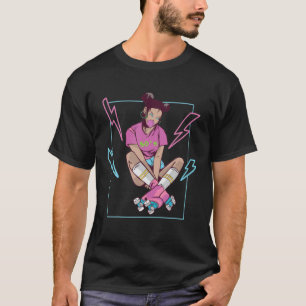 Retro Girl 80's Era Vintag Roller Skate T-Shirt