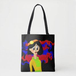 Retro Girl Black Tote Bag Tasche