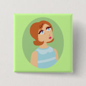 Retro Girl Blue Button (Vorderseite)