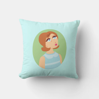 Retro Girl Blue Kissen