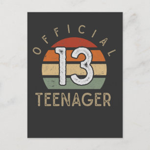 Retro Girl Boy 13. Geburtstag Offizieller Teenager Postkarte