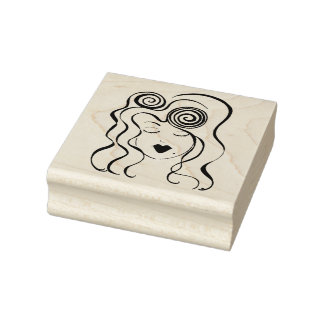 Retro Girl-Briefmarke Gummistempel