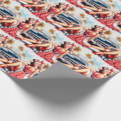 Retro Girl Classic Button Up Geschenkpapier (Ecke)