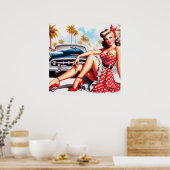 Retro Girl Classic Button Up Poster (Küche)