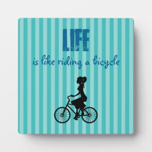 Retro Girl Cyclist - Life Is Like Riding A Bicycle Fotoplatte