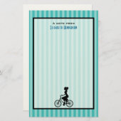 Retro Girl Cyclist Silhouette Briefpapier (Vorne/Hinten)