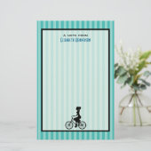 Retro Girl Cyclist Silhouette Briefpapier (Stehend Vorderseite)
