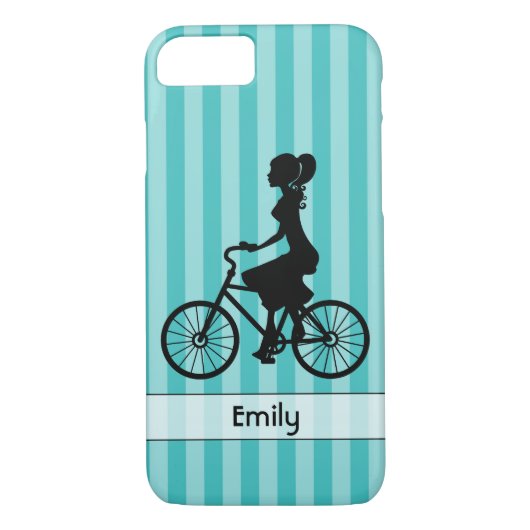 Retro Girl Cyclist Silhouette Case-Mate iPhone Hülle (Rückseite)