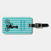 Retro Girl Cyclist Silhouette Gepäckanhänger (Vorderseite horizontal)