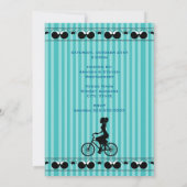 Retro Girl Cyclist Silhouette Party Einladung (Rückseite)