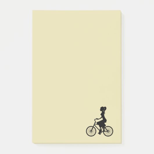 Retro Girl Cyclist Silhouette Post-it Klebezettel (Vorderseite)