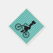 Retro Girl Cyclist Silhouette Serviette (Ecke)