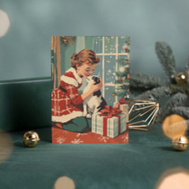 Retro Girl Dog Weihnachten Weihnachten