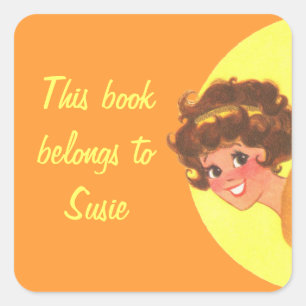 Retro Girl gehört zu diesem Buch Quadratischer Aufkleber